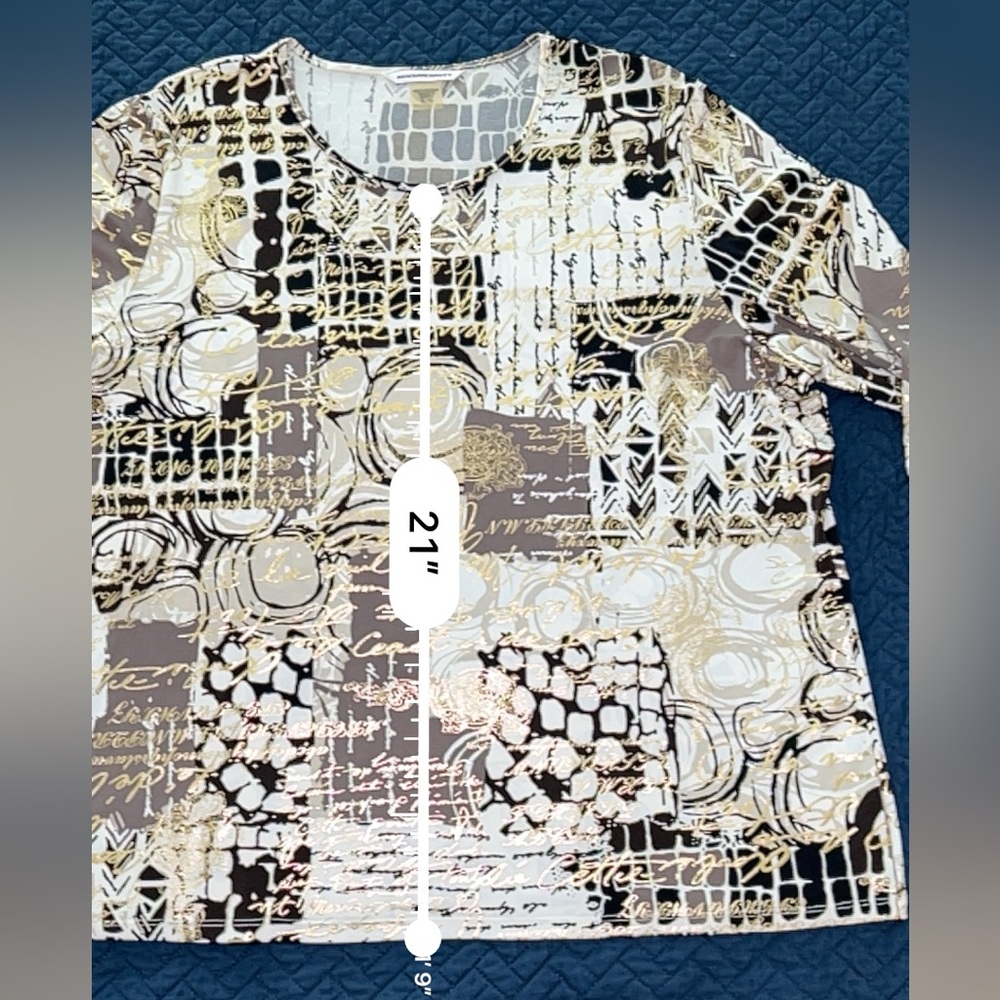 Allison Daley Print 3/4 Sleeve Crew Neck Knit Top NWOT Size XL - Picture 6 of 6
